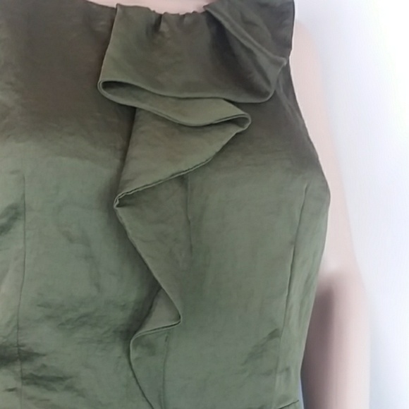 Ann Taylor Loft Olive Green Ruffle Dress - Picture 6 of 6